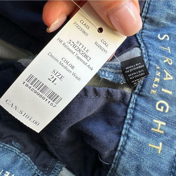 NWT WHBM Tencel Denim Paper Bag Waist high rise straight ankle size 2 L long - Picture 2 of 7